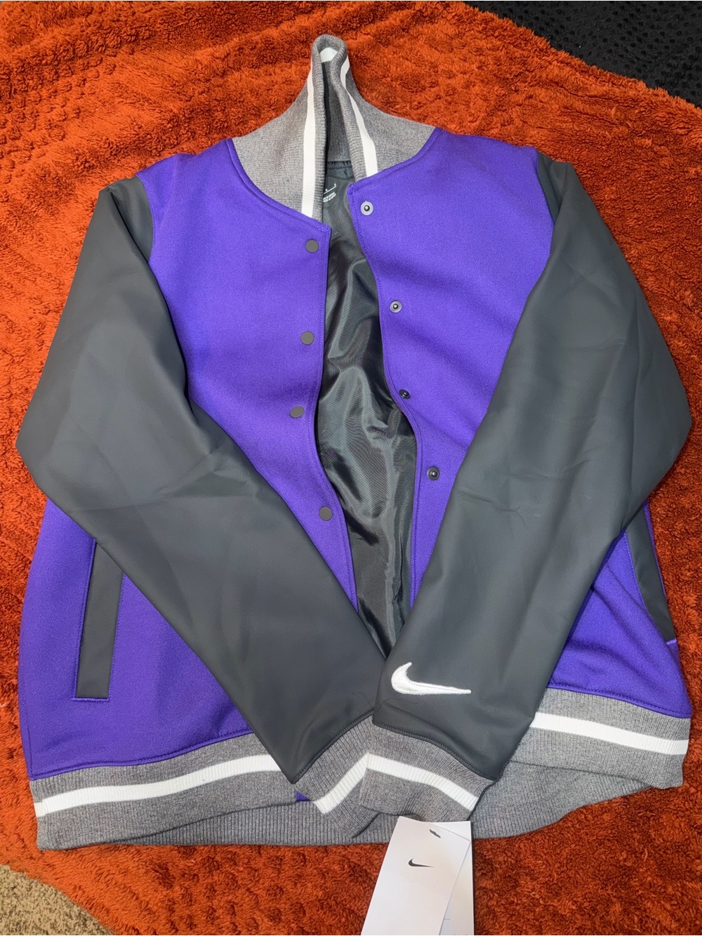 Nike Purple and Black Varsity Bomber Jacket